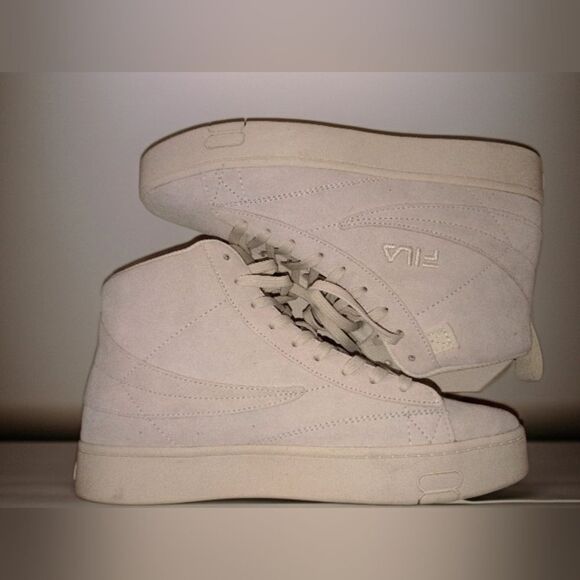 Fila Gennaio Gardenia Off-White Suede NuBuck High-Top Sneakers Women's Size 9 M - Picture 2 of 2